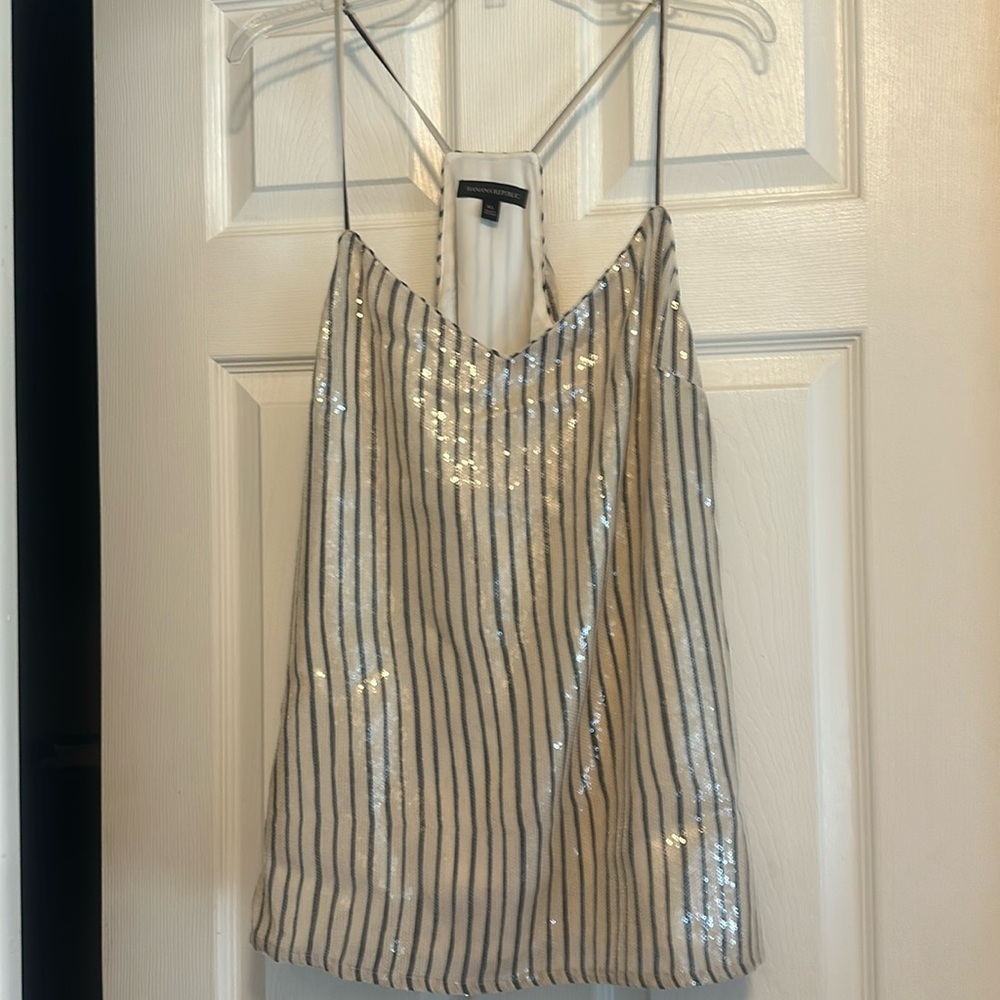 Banana Republic sparkling tank top xl cream and black